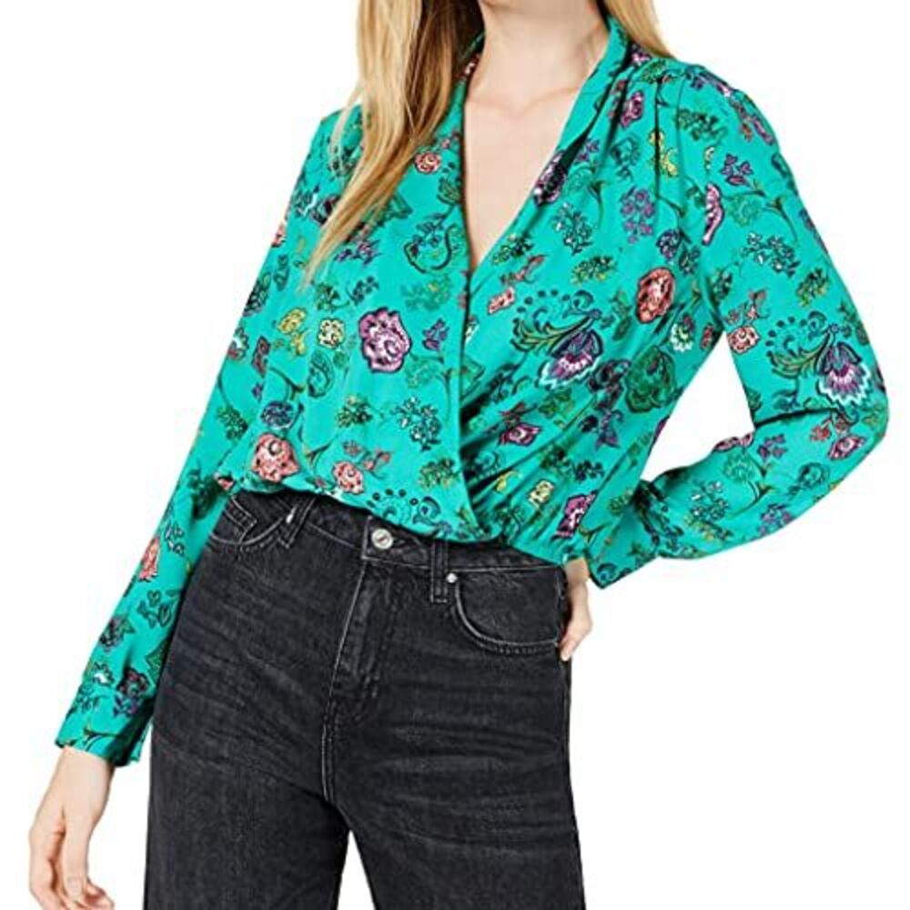 Floral-Print Faux-Wrap Top Floral XL